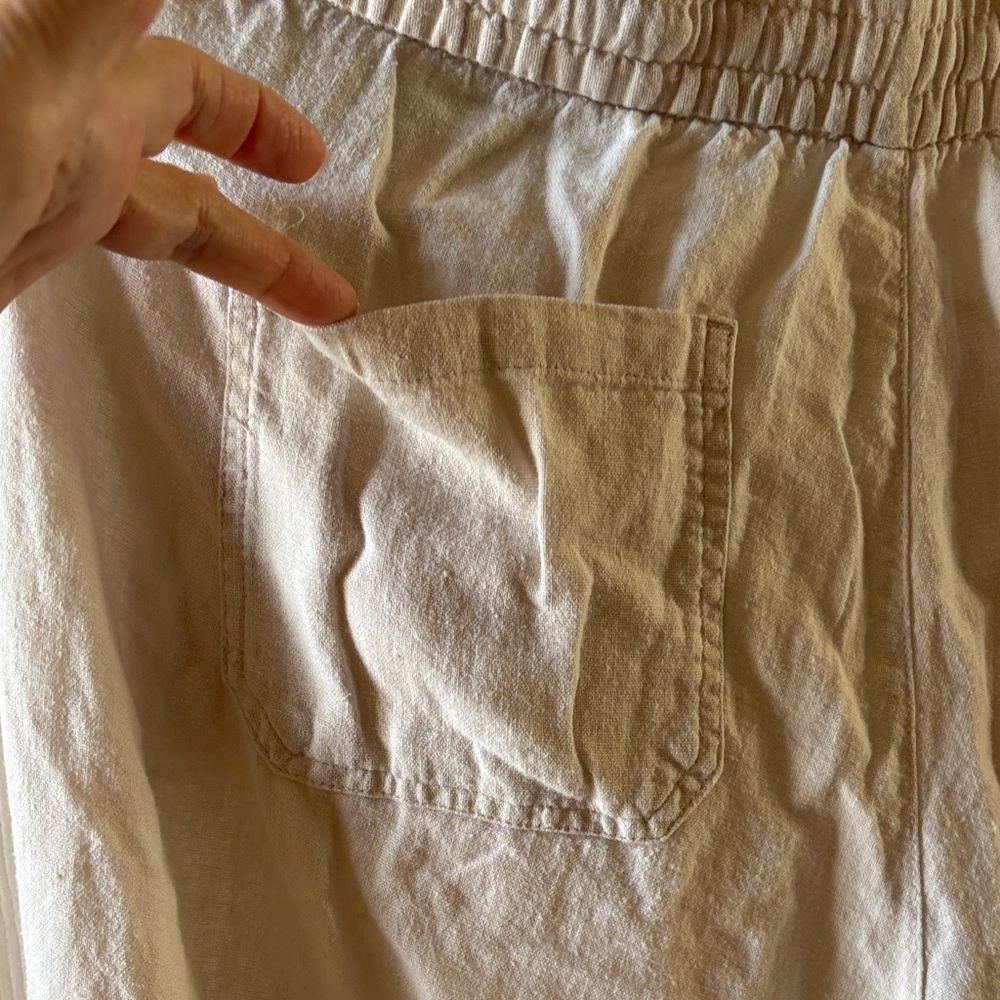 Old Navy Cream Wide Leg Pants linen material - Picture 7 of 8